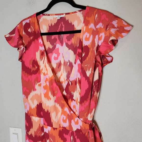 Bar lll Flutter-Sleeve Wrap Maxi Dress. Coral Pink. Size XXL. - Picture 13 of 13